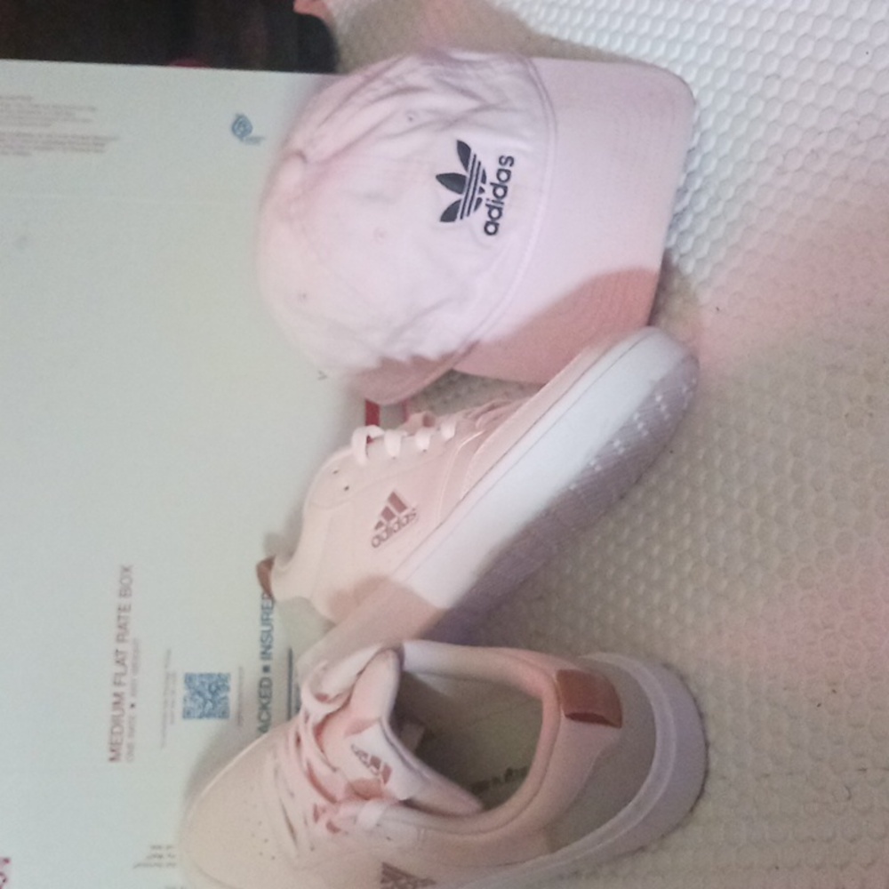 Adidas Light Pink Sneakers and Cap Combo